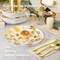 175PCS White and Gold Plastic Dinnerware(Gold Maple Leaf)10 x 7 x 10 inches